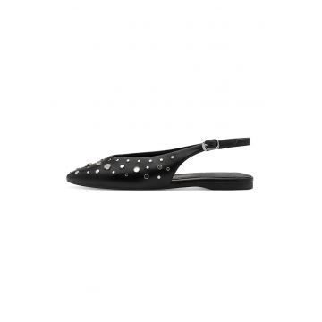 Balerini slingback cu varf ascutit - Negru/Argintiu