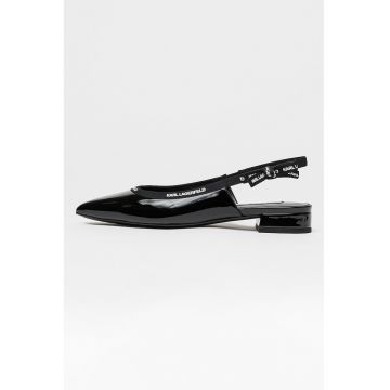 Balerini slingback de piele cu garnituri textile cu logo Kerrie - Negru