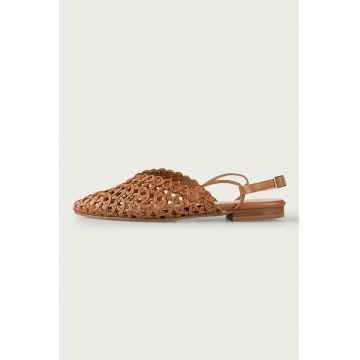 Balerini slingback de piele cu perforatii Magda