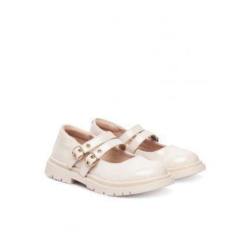 Pantofi copii -  fete - crem - piele ecologica