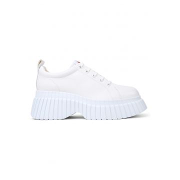 Pantofi cu aspect masiv si talpa wedge Pix - Alb optic