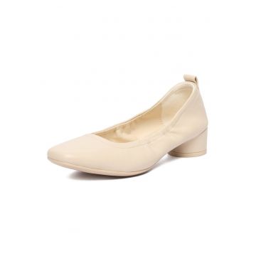 Pantofi dama -  piele naturala - toc mic - bej