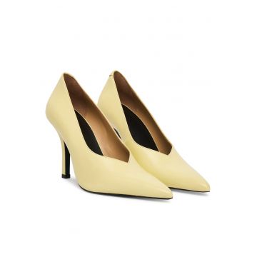 Pantofi dama -  stiletto - piele naturala - galben