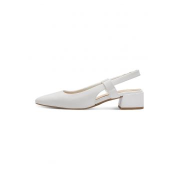 Pantofi de piele ecologica cu varf ascutit - Alb optic