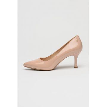 Pantofi din piele ecologica cu varf ascutit - Maro camel