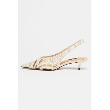 Pantofi slingback cu aspect impletit Edela - Alb fildes