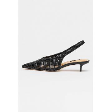 Pantofi slingback cu aspect impletit Edela - Negru
