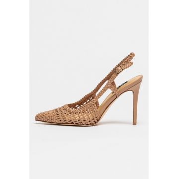 Pantofi slingback cu aspect tesut Fresky - Maro camel