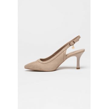 Pantofi slingback cu varf ascutit - Maro taupe deschis