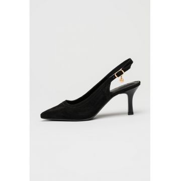 Pantofi slingback cu varf ascutit - Negru
