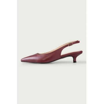 Pantofi slingback de piele cu varf ascutit Aria - Rosu inchis