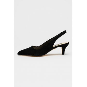 Pantofi slingback de piele cu varf ascutit Enty - Negru