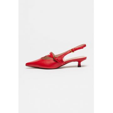 Pantofi slingback de piele cu varf ascutit Ginko - Rosu