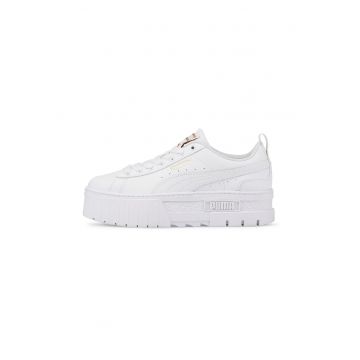 Pantofi sport Mayze de piele cu insertii sintetice - Alb optic