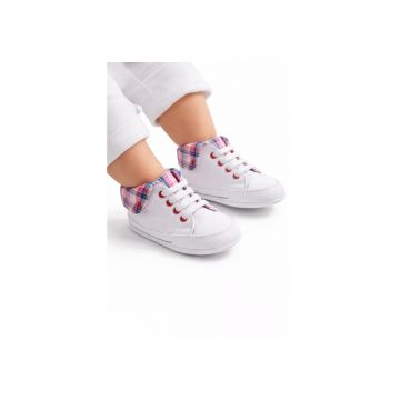 Tenisi bebelusi cu siret talpa flexibila guler carouri stil sport casual