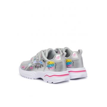 Adidasi argintii pentru fete -  piele ecologica - Argintiu