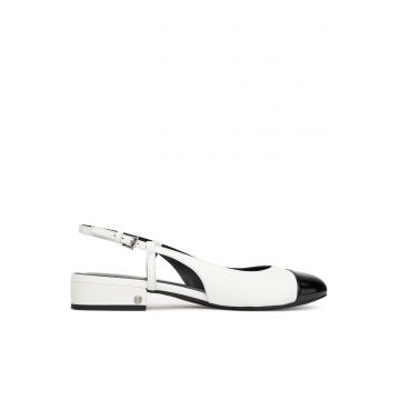 Balerini dama -  piele naturala - alb/negru