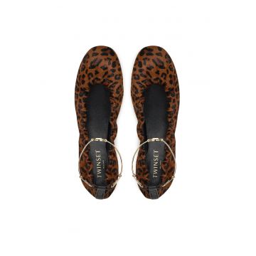 Balerini dama -  piele naturala - negru/maro