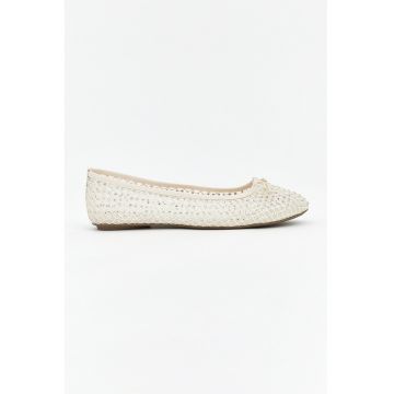 Balerini de plasa cu strasuri - Crem