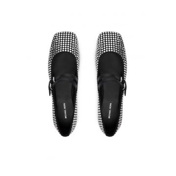 Balerini eleganți Michael Kors din piele naturală - Negru/Argintiu