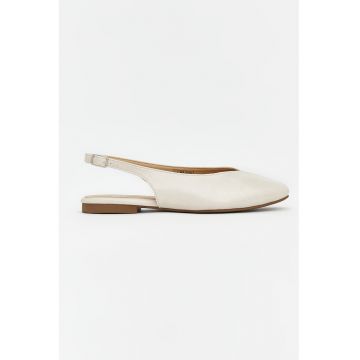 Balerini slingback cu varf patrat - Alb murdar