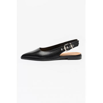 Balerini slingback de piele cu varf ascutit Camilla - Negru