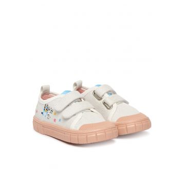 Pantofi copii -  material textil - alb - sistem inchidere Velcro -