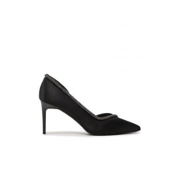 Pantofi dama -  Pumpcrystal80 - toc inalt - negru - tesatura