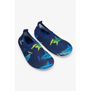 Pantofi de apa cu rechini - Albastru inchis/Galben pal/Verde pal