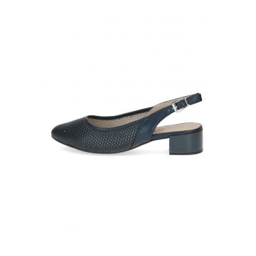 Pantofi de piele cu varf rotund - Bleumarin