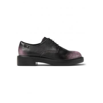 Pantofi derby de piele Dean - Roz deschis/Negru stins