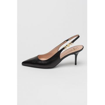 Pantofi din piele cu varf ascutit - Negru