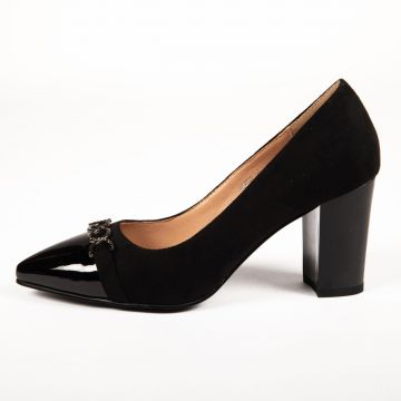 Pantofi Eleganți dama din Piele INTOARSA CRL0135 Negru SUEDE