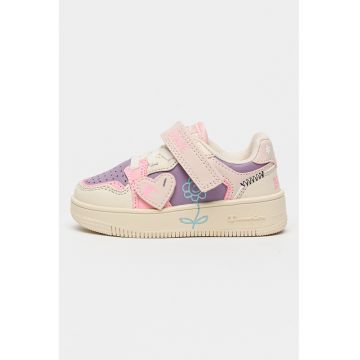 Pantofi sport Brave din piele ecologica cu velcro - Roz/Bej deschis