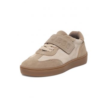 Pantofi sport copii -  bej - piele naturala - sistem inchidere Velcro