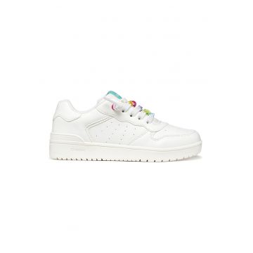 Pantofi sport Washiba cu sireturi decorative cu talismane - Alb murdar