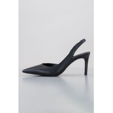 Pantofi stiletto slingback de piele - Negru