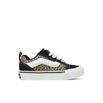 Tenisi copii -  model Knu Skool - piele naturala - negru/maro imprimeu leopard