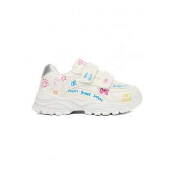 Adidasi copii -  alb - material sintetic - talpa groasa - set pentru fete