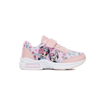 Adidasi copii -  velcro - roz - textil - set cu LED-uri