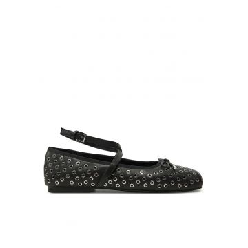 Balerini dama Collette -  piele naturala - argintiu/negru -