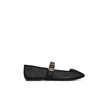 Balerini dama -  piele ecologica - negru - Negru
