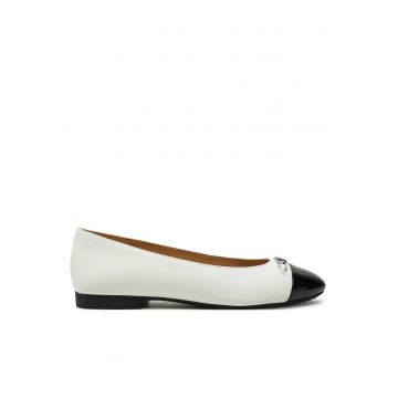 Balerini dama -  piele naturala - negru/alb
