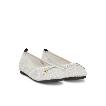 Balerini dama  textil - alb