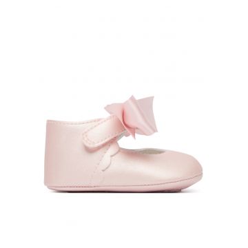 Balerini fete -  velcro - roz - piele ecologica