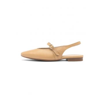Balerini slingback de piele intoarsa Salma - Bej