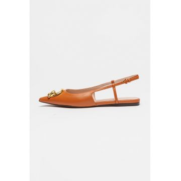 Balerini slingback din piele C-Me - Maro cognac
