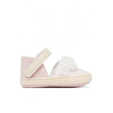 Espadrile fete -  roz/alb - textil - sistem inchidere Velcro