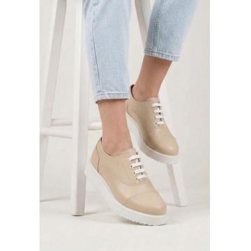Pantofi bej din piele naturala pentru femei - Bej