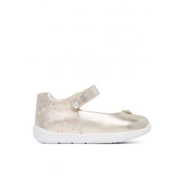 Pantofi copii -  auriu - piele naturala - sistem inchidere Velcro
